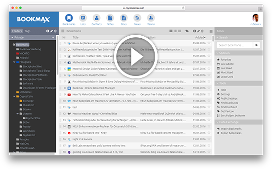 Online Bookmark Manager Screenshot
